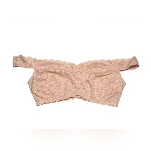 Intimately Free People Peach/Beige Off Shoulder Sleeve Lace Feminine Bandeau L